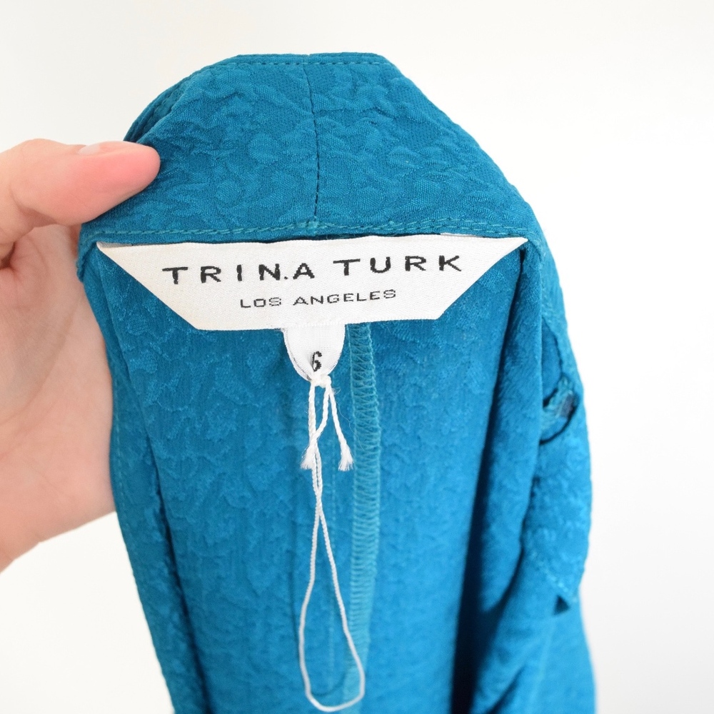 Trina Turk Jade Green Belted Cocktail Dress - Picture 6 of 7